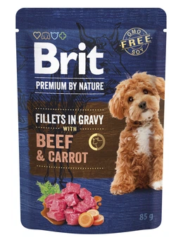 Корм вологий Brit Premium Fillets in Gravy Beef & Carrot для собак малих порід філе в соусі яловичина і морква 85 г (1111185861)