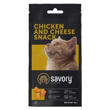Хрумкі ласощі Savory Cats Snacks Pillows Gourmand with Chicken and Cheese - для дорослих вибагливих котів подушечки з куркою та сиром 60 г (4820232631461)