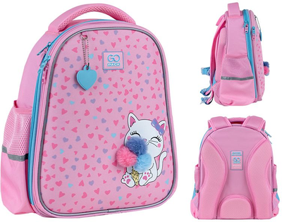 Рюкзак шкільний напівкаркасний GoPack Education Fluffy Kitten 34.5x26x12.5 см 12 л Рожевий (GO25-165S-2)