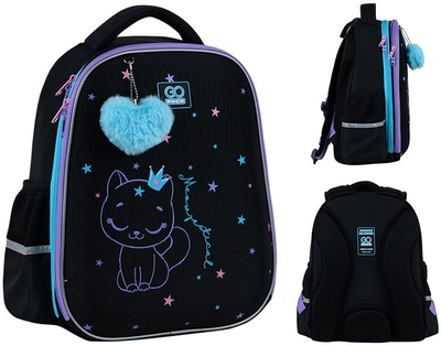 Рюкзак шкільний напівкаркасний GoPack Education Meowjestical 38x28x13 см 15 л Чорний (GO25-165M-2)