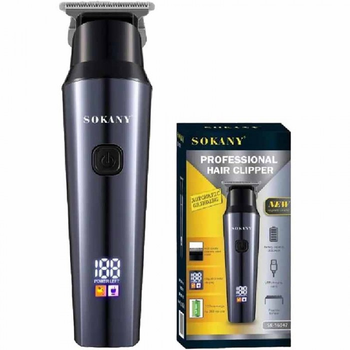 Аккумуляторная машинка для стрижки волос и бороды с USB Sokany SK-16047 Pro Черный + Щетка для чистки