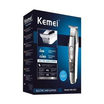 Профессиональный триммер для стрижки волос, усов, бороды, Kemei Km-5027 а также окантовки и узоров на голове с тремя сменными насадками (5024544)