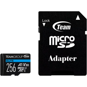 Карта пам'яті TEAM ELITE uSDXC 256GB UHS-I U3 V30 A1 RETAIL з адаптером (TEAUSDX256GIV30A103)