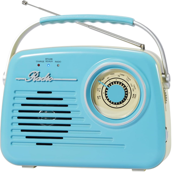 Портативное радио в стиле ретро с аккумулятором, Bluetooth, AM/FM Blue