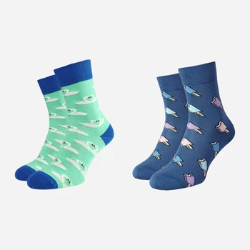 Набор женских носков высоких хлопковых VividSocks 0010H 36-40 2 пары Синий/Зеленый (4820216200010)