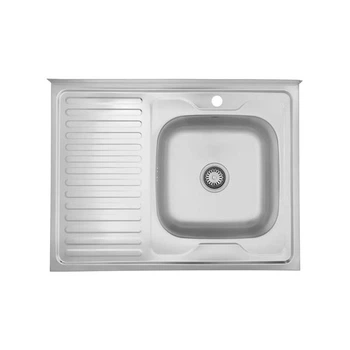 Кухонна мийка Kroner Satin 80x60 (0,6 мм) права з сифоном