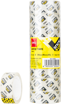 Стрiчка канцелярська Deli 30064 StickUp прозора 18 мм х 18 м 38 мкм 8 шт (6935205300645)