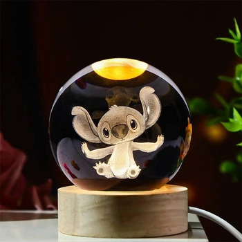 Светодиодный 3D ночник Хрустальный шар Stitch работает от USB