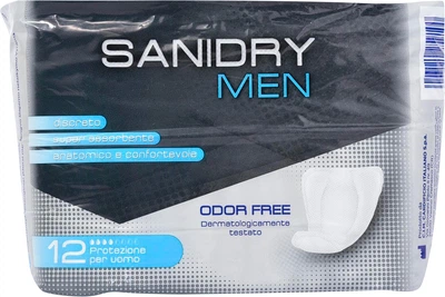 Урологічні прокладки Sanidry 8s Men для чоловіків 4 краплі 12 шт (8003110259100)