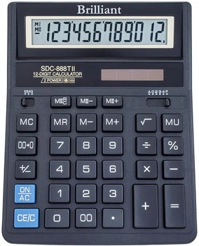 Калькулятор Brilliant 12-розрядний Чорний (SDC-888TII)