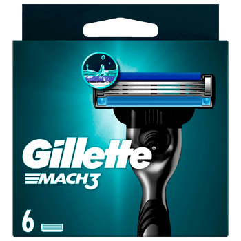 Сменные кассеты (лезвия) для бритья Gillette Mach3 6 шт в упаковке (1506803)