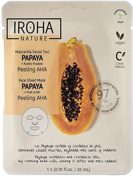 Тканевая маска-пилинг для лица - Iroha Nature Papaya Peeling AHA Face Sheet Mask 20ml (1395555-26126265)