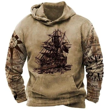 Худі чоловіче Яскраво корабель XL коричневе
