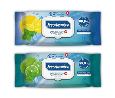 Влажные салфетки антибактериальные Freshmaker Antibacterial and Antifungal 72 шт.