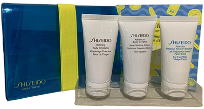 Набір косметики для догляду Shiseido Ginza Tokyo Letnia After-Sun Сонцезахисна емульсія 30 мл + Моделюючий конценрат 30 мл + Відлущувальний лосьйон 30 мл (3598380364616)