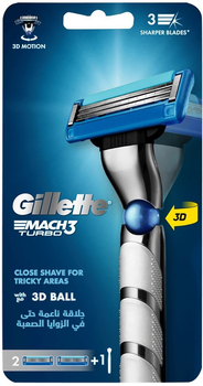 Станок для гоління Gillette Mach3 Turbo з 2 змінними картриджами