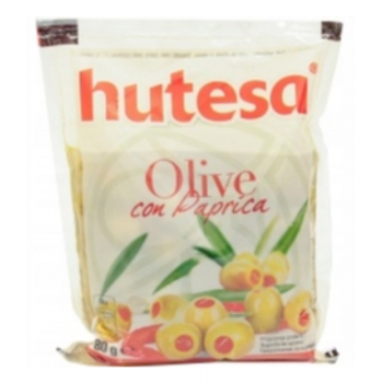 Оливки зелені Hutesa з паприкою, 180 г