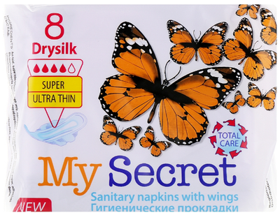 Гигиенические прокладки My Secret Sensitive Super Dry 4 капли, 8 шт