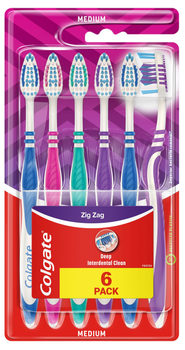 Набір зубних щіток Colgate Zigzag Сімейна упаковка Medium, 6 шт.