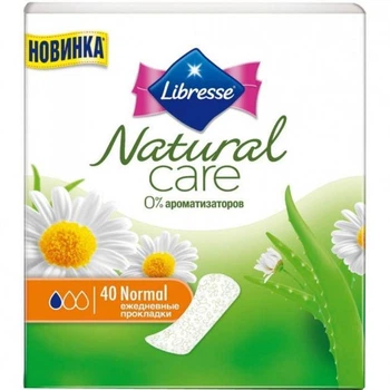 Ежедневные гигиенические прокладки Libresse Natural Care Pantyliners Normal, 40 шт