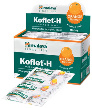 Натуральна добавка Льодяники Кофлет Хімала 1 блістер 6 шт при запаленні горла з Імбіром та Медом Koflet H Himalaya