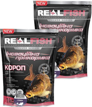 Прикормка Real Fish Короп (Слива) 1 кг 2 упаковки (4820026881348)