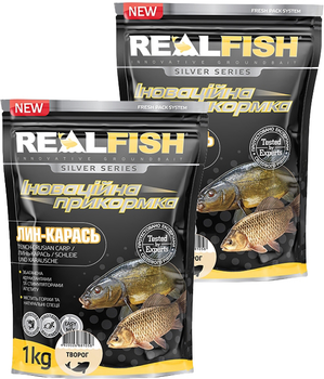 Прикормка Real Fish Линь-Карась (Творог) 1 кг 2 упаковки (4820026881058)