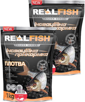Прикормка Real Fish Плотва (Мотиль) 1 кг 2 упаковки (4820026882604)
