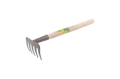 Граблі прямі Mastertool 375 x 95 мм, сталеві, з дерев’яною ручкою, 5 зубів, Китай (14-6196)