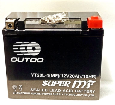 Аккумулятор гелевый мото Outdo 20A 12V UT20L-4 MF 175х85х154 мм