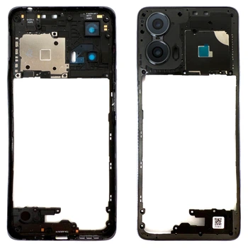 Рамка корпуса для Motorola Moto G24 (серая со стеклом камеры)