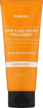 Охлаждающая маска с пивными дрожжами - Kundal Real Beer Yeast Hair & Scalp Care Hair Loss Relief Treatment 200ml (1411622-31162186)