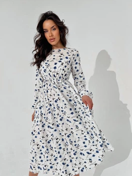 Жіноча легка міді сукня з довгим рукавом Uaclothes 42-46 Молочний (like31567-117751360)