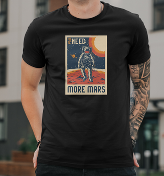 Чоловіча футболка B&C Collection з принтом Марс You need more MarS, 5XL Чорна