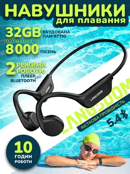 Водонепроникні навушники Langsdom BE17 Open Ear Sport з кістковою провідністю для плавання та басейну та вбудованою пам'яттю 32Gb