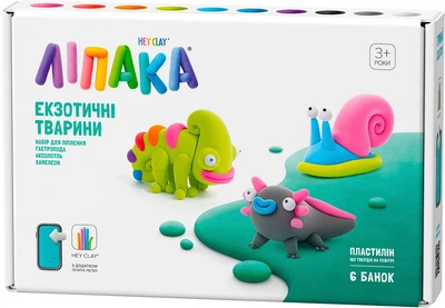 Набір самозатвердіваючого пластиліну Ліпака Екзотичні тварини Хамелеон, гастропода, аксолотль (60049-UA01) (4897105243915)