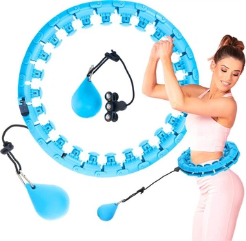 Складной массажный обруч хула-хуп Intelligent Hula Hoop с массажными роликами и утяжелителем Синий 8767