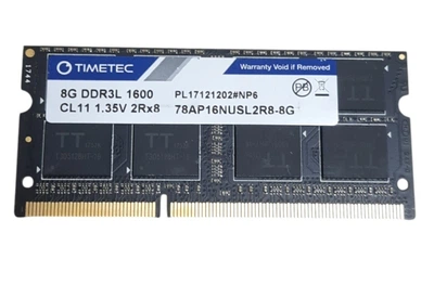 Оперативная память 8 ГБ, DDR3L, для ноутбуков, Timetec (1600 МГц, 1.35 В, CL11, 78AP16NUSL2R8-8G) Б/У