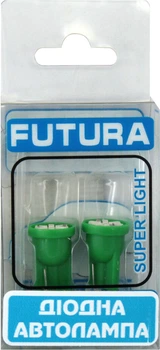 Лампочка без цоколя LED T10_W5W SMD зеленая 6-диодов 12V W2.1x9.5d (Futura) (к-т. 2шт.) 60513