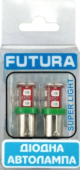 Лампочка с цоколем LED T4W SMD зеленая 12-диодов 24V-2,5Вт BA9s (Futura) (к-т.-2шт.) 70623