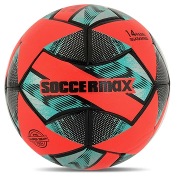 М'яч футбольний №5 PU ламінований гібридна зшивка HYBRID SOCCERMAX FB-4126 (PU, червоний-сірий)