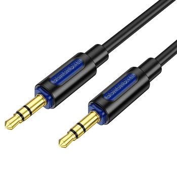 Аудиокабель BOROFONE BL20 3.5mm male to 3.5mm male, silicone, 1m, Black 6941991114373