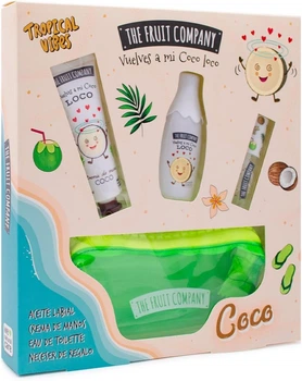 Подарочный набор The Fruit Company Set Gift Pack Summer COCO кокос, масло для губ+крем для рук+парфюм+косметичка