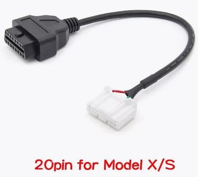 Диагностический переходник Tesla Model X/S после 2015.09 OBD2 20 pin для сканера диагностики к авто Tesla (20 -> 16 pin) Черный
