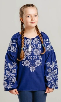 Дитяча вишиванка для дівчинки vishivano4ka 950-10 104-110 синя