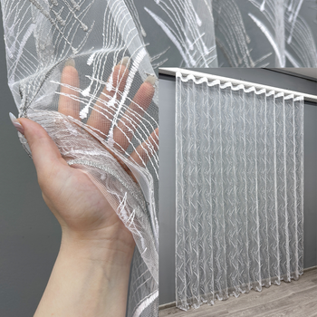 Тюль VR-Textil 1583т Фатин з вишивкою та люрексом Білий з сріблястим 300х270 см (42-0517)