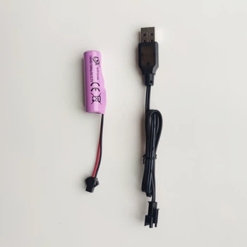 Комплект Аккумулятор Li-ion 14500, 3.7V, 500mAh SM 2 pin + Зарядный USB шнур Для радиоуправляемой машинки для детской игрушки