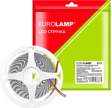 Світлодіодна стрічка LED EUROLAMP DC12V 12W/M 950 Lm/m 4500K Ra80 IP20 5м