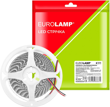 Світлодіодна стрічка LED EUROLAMP DC12V 12W/M 900 Lm/m 3000K Ra80 IP20 5м