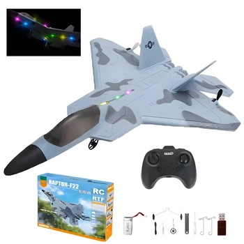 Радиоуправляемый самолет BauTech Raptor F22 военная версия с LED-подсветкой и гироскопом Серый (1015-732-00)